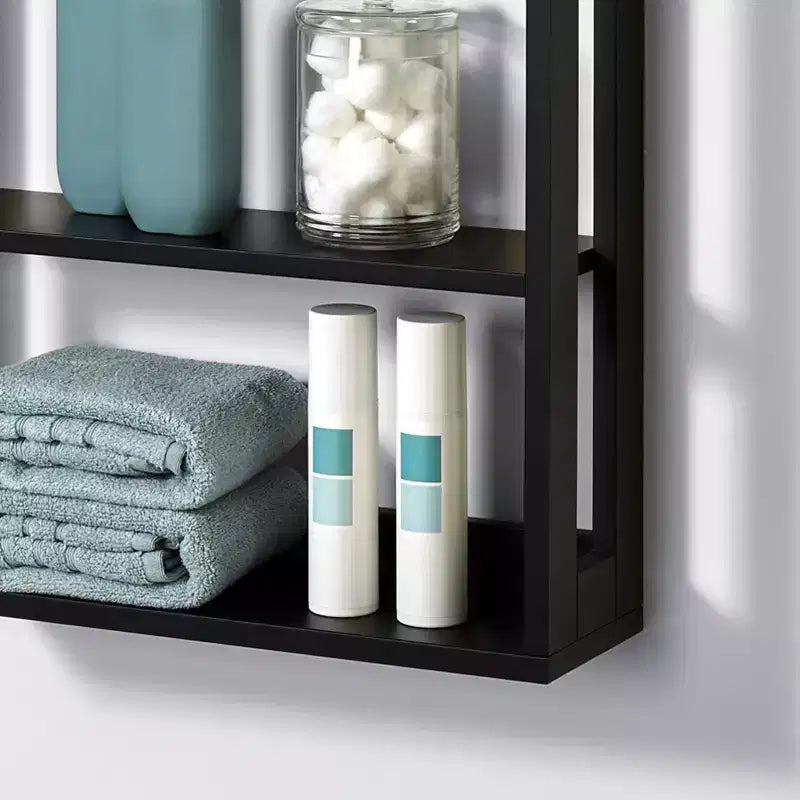 4-Tier Wall-Mounted Storage Shelf – Matte Black, Engineered Wood