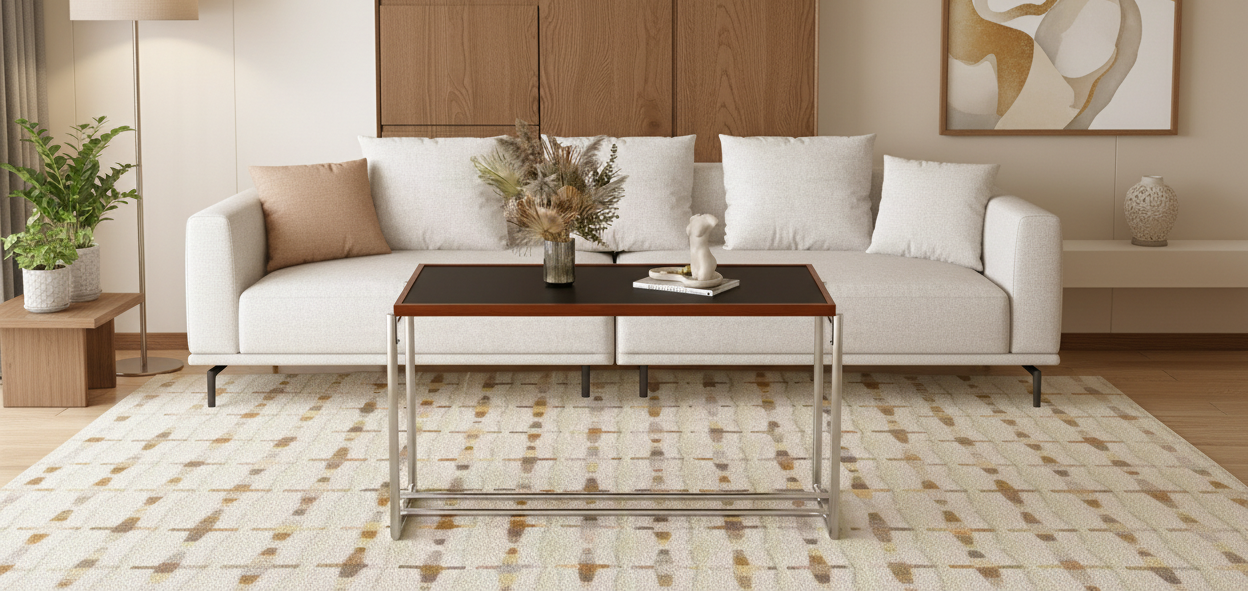 50-Inch Mid-Century Modern Coffee Table – Dual-Height Adjustable, Walnut Top