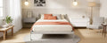 GDFStudio Flora Modern Convertible Queen Size Bed Frame with Desk Panel