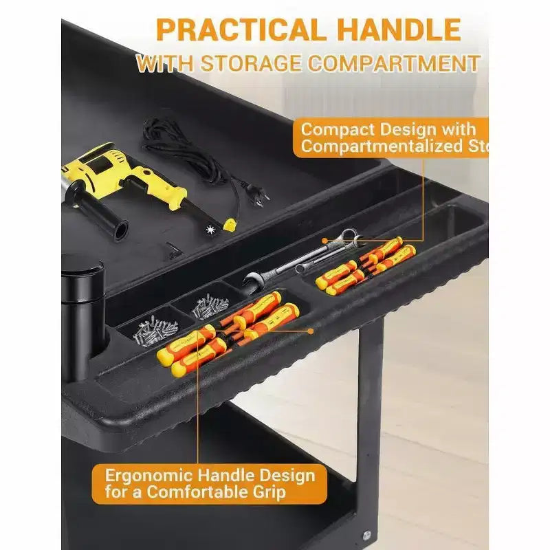 2-Tier Rolling Utility Cart with Lockable Swivel Wheels – 550 lb Capacity
