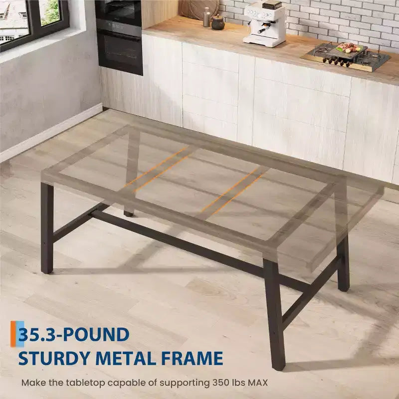 70.87-Inch Industrial Dining Table for 6–8 People – Metal Frame, Wood Top