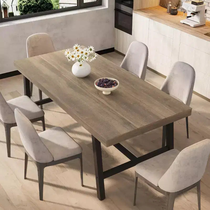 70.87-Inch Industrial Dining Table for 6–8 People – Metal Frame, Wood Top