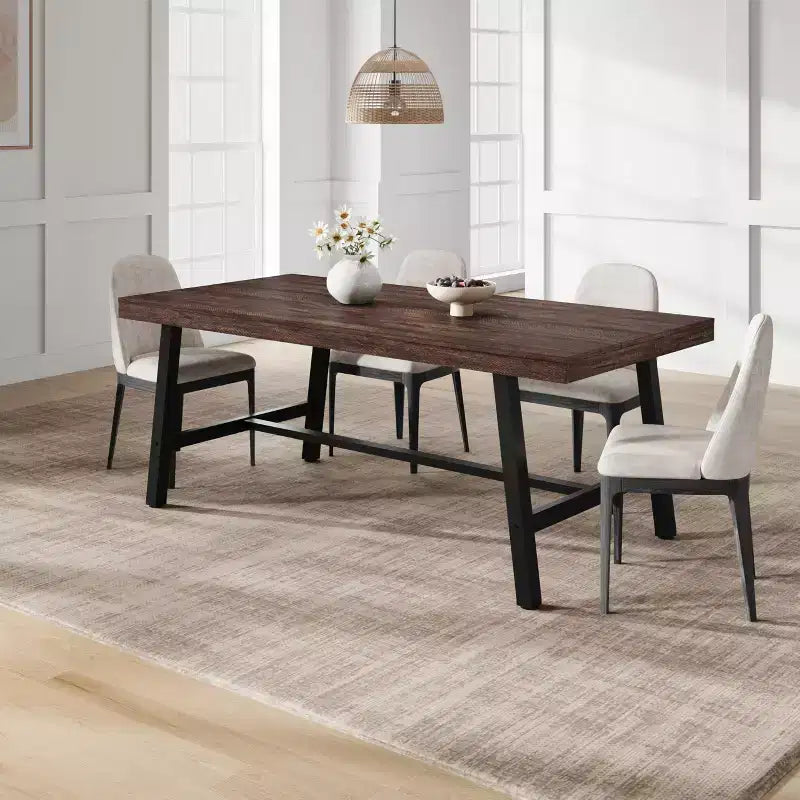 70.87-Inch Industrial Dining Table for 6–8 People – Metal Frame, Wood Top