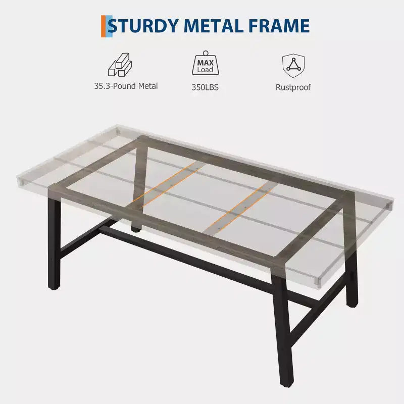 70.87-Inch Industrial Dining Table for 6–8 People – Metal Frame, Wood Top