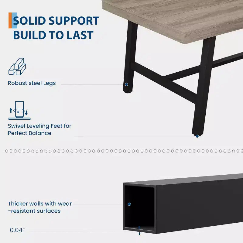 70.87-Inch Industrial Dining Table for 6–8 People – Metal Frame, Wood Top