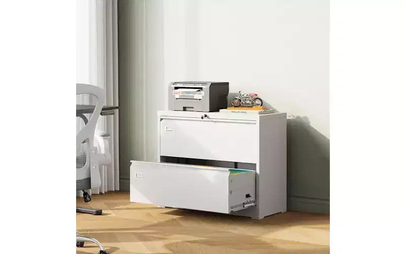 2-Drawer Lateral Metal Filing Cabinet with Lock – Wide, Home Office