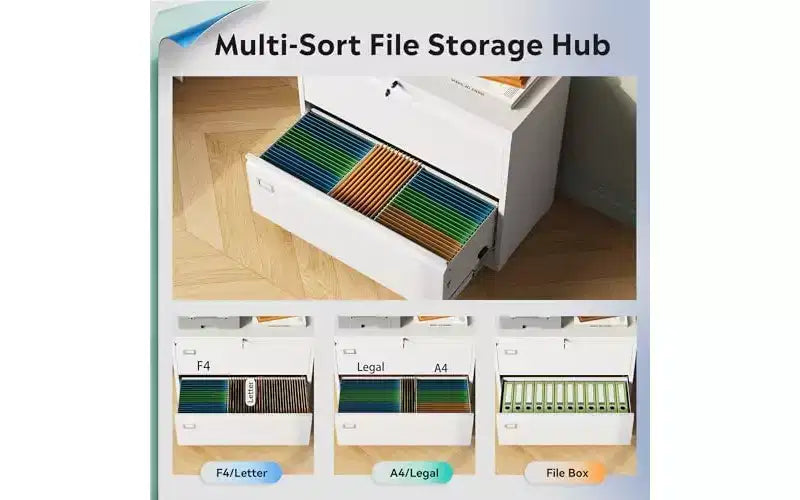 2-Drawer Lateral Metal Filing Cabinet with Lock – Wide, Home Office