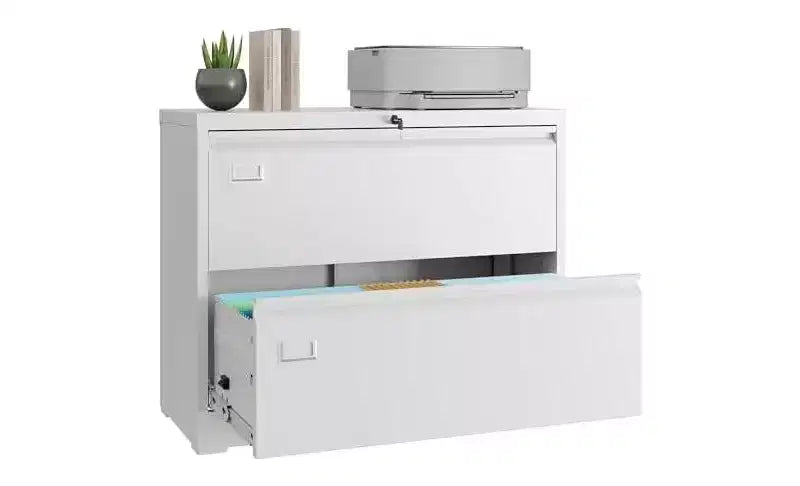 2-Drawer Lateral Metal Filing Cabinet with Lock – Wide, Home Office