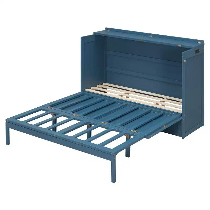 Queen Size Murphy Bed Cabinet with Drawer and Charging Station
