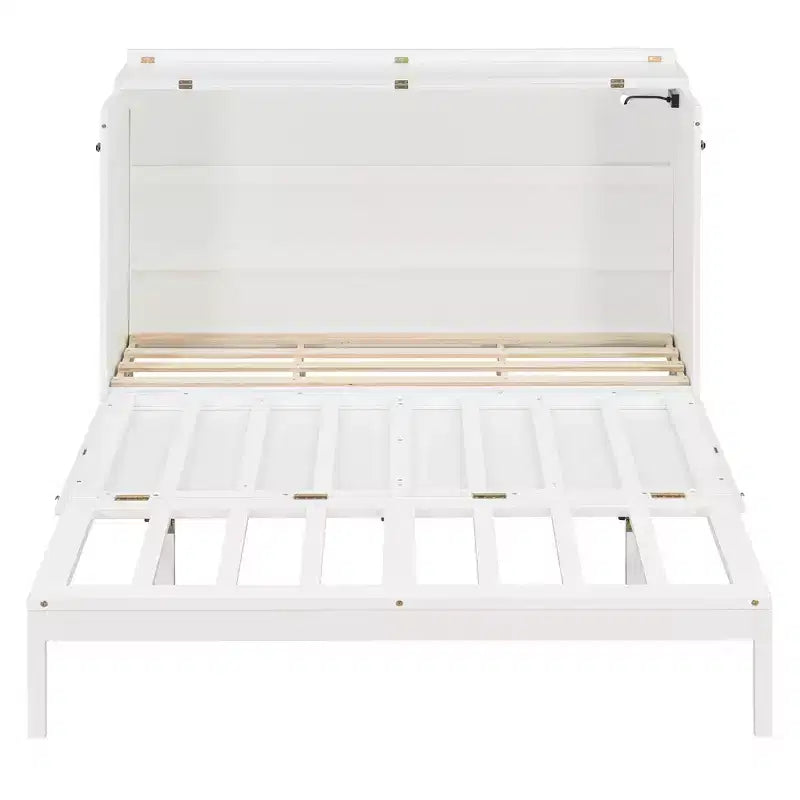 Queen Size Murphy Bed Cabinet with Drawer and Charging Station
