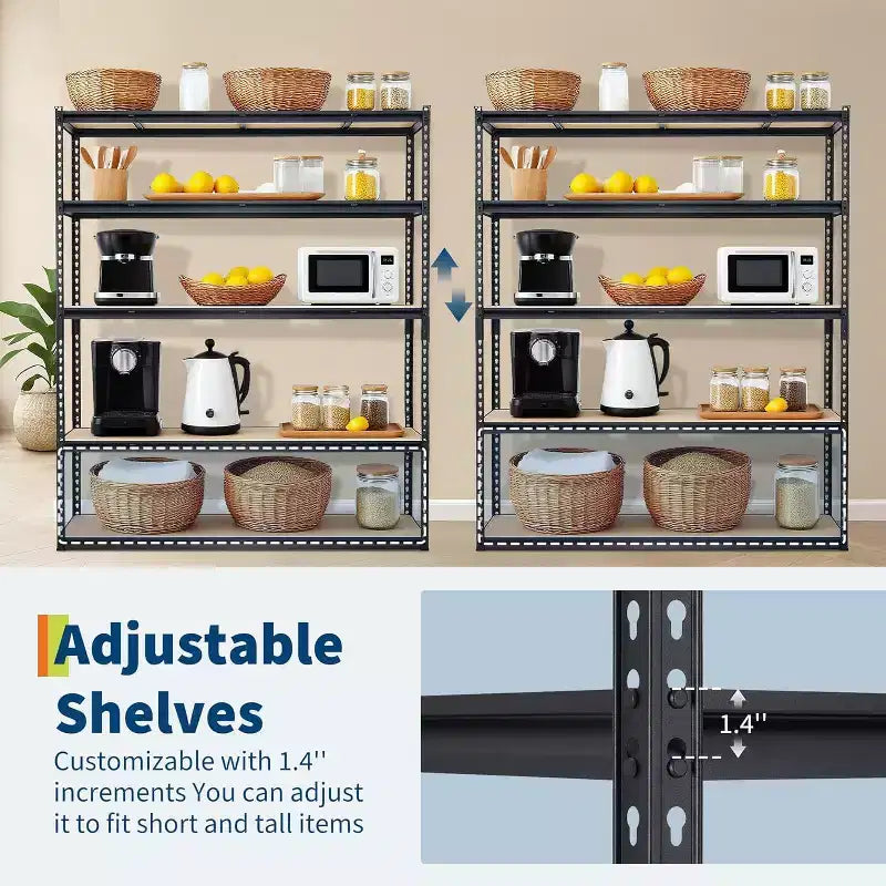 5-Tier Heavy Duty Adjustable Metal Garage Shelving Unit – 2500 lb