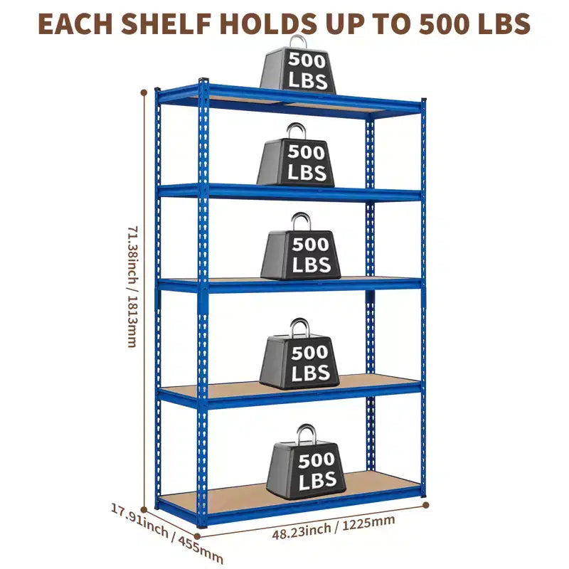 5-Tier Heavy Duty Adjustable Metal Garage Shelving Unit – 2500 lb