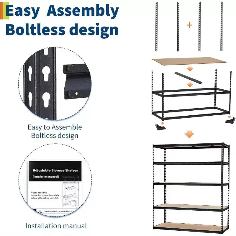 5-Tier Heavy Duty Adjustable Metal Garage Shelving Unit – 2500 lb