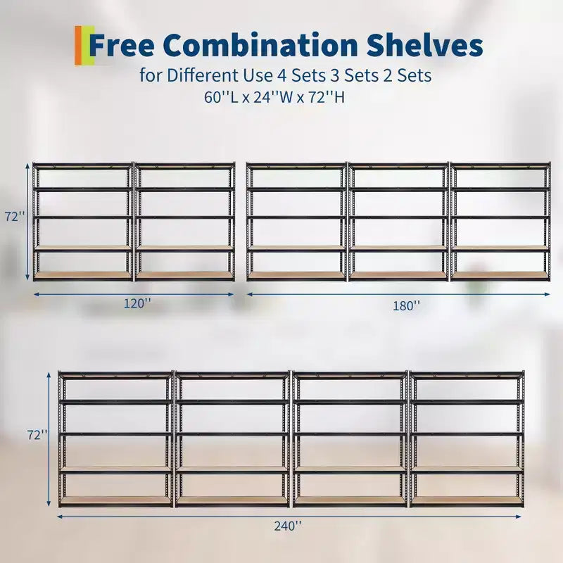 5-Tier Heavy Duty Adjustable Metal Garage Shelving Unit – 2500 lb