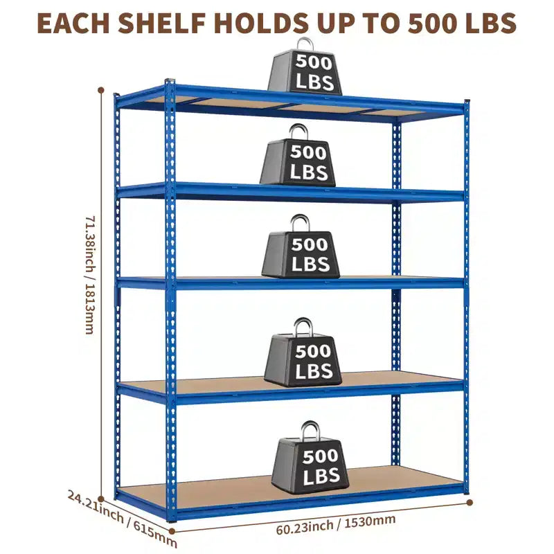 5-Tier Heavy Duty Adjustable Metal Garage Shelving Unit – 2500 lb