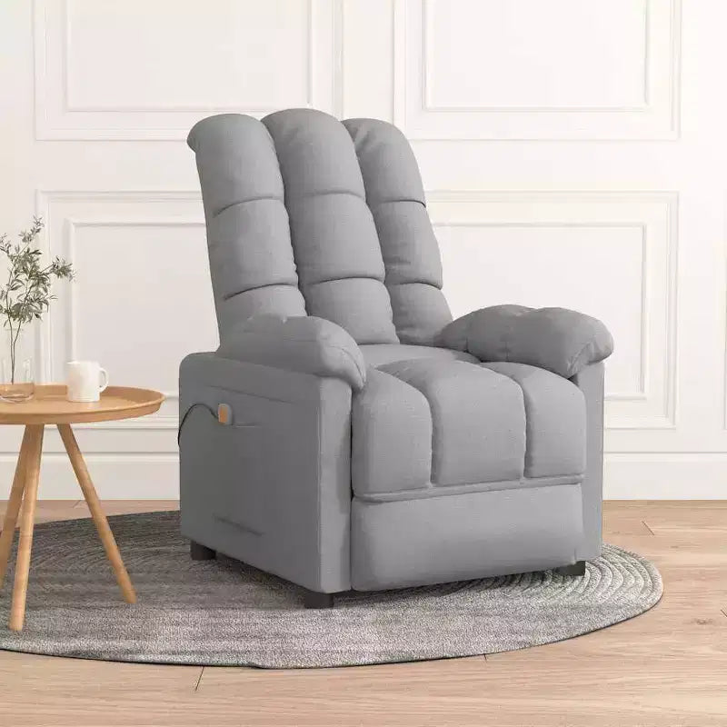 Reclining Massage Chair with Memory Foam Cushion – Light Grey Fabric