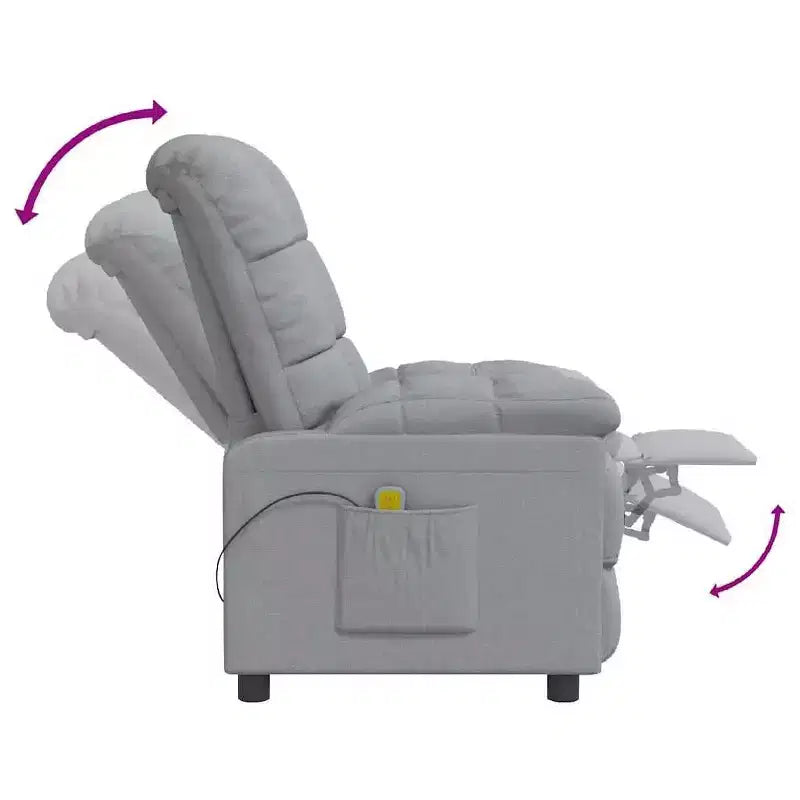 Reclining Massage Chair with Memory Foam Cushion – Light Grey Fabric