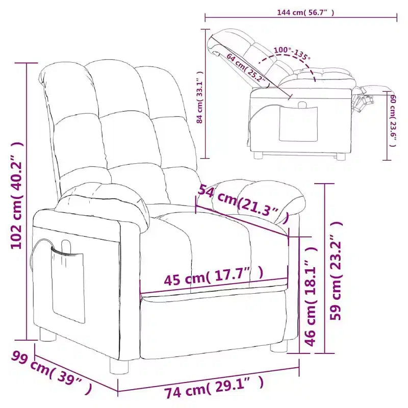 Reclining Massage Chair with Memory Foam Cushion – Light Grey Fabric