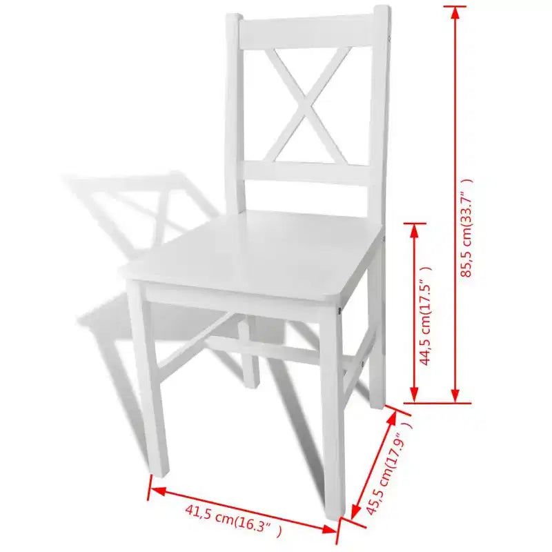 Set of 6 Solid Pine Wood Dining Chairs – White, Armless