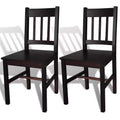 Set of 6 Solid Pine Wood Dining Chairs – White, Armless
