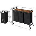 3-Section Rolling Laundry Sorter with Removable Bags and Wheels
