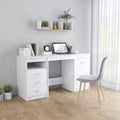55-Inch White Engineered Wood Desk with Storage Drawer