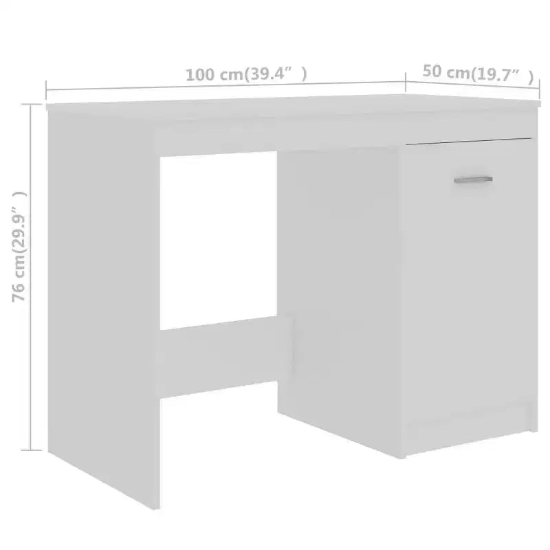 55-Inch White Engineered Wood Desk with Storage Drawer