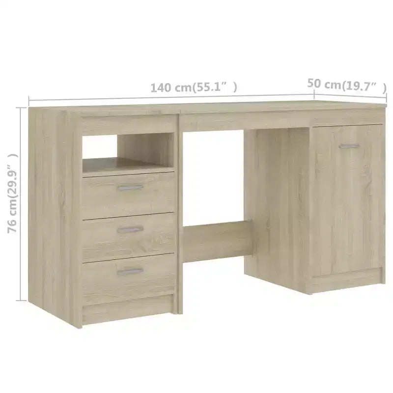 55-Inch White Engineered Wood Desk with Storage Drawer