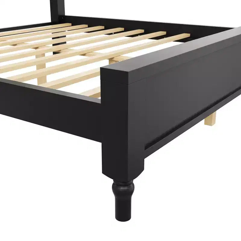 Wood Platform Bed with Upholstered Curved Headboard – King & Queen
