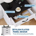Farmhouse Nightstand with Charging Station and 3 Storage Drawers