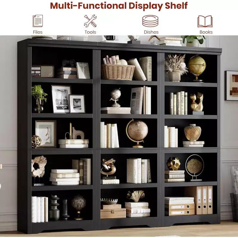 5-Tier Farmhouse Open Bookshelf with Adjustable Shelves – 23.6" Wide