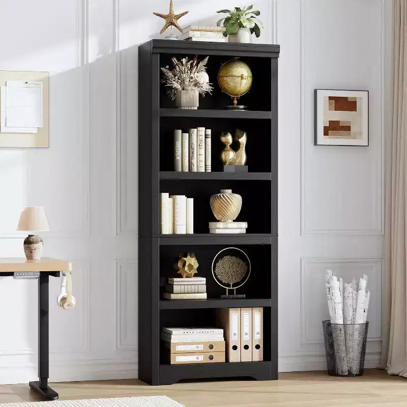 5-Tier Farmhouse Open Bookshelf with Adjustable Shelves – 23.6" Wide