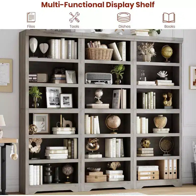 5-Tier Farmhouse Open Bookshelf with Adjustable Shelves – 23.6" Wide