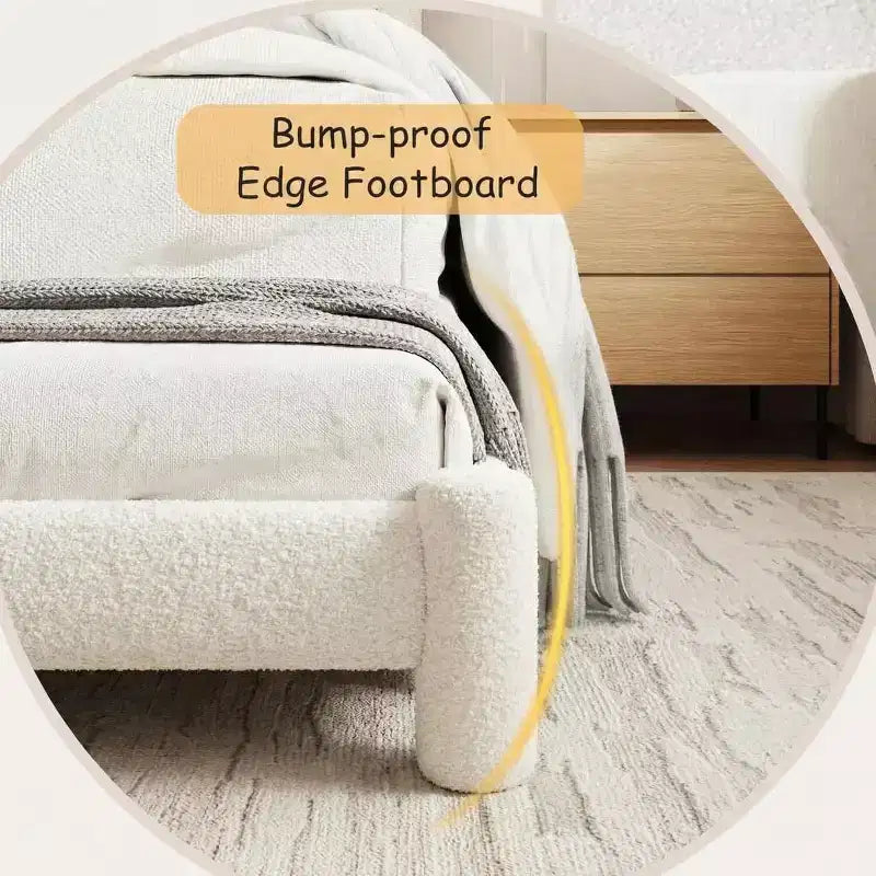 Boucle Upholstered Cloud Platform Bed Frame – No Box Spring Needed