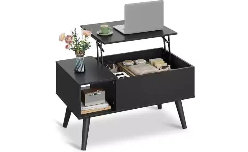 DEXYLLO Coffee Table for Living Room, Small Coffee Table with Storage, Lift Top Modern Wooden Dining Center Table with Storage Shelf
