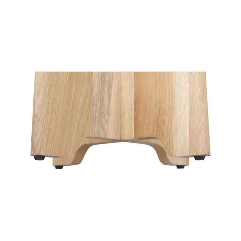 Round Cream Boucle Fabric Counter Stool – Solid White Oak, Mid-Century