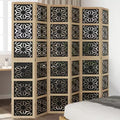 6-Panel Solid Wood Room Divider – Brown and Black Paulownia
