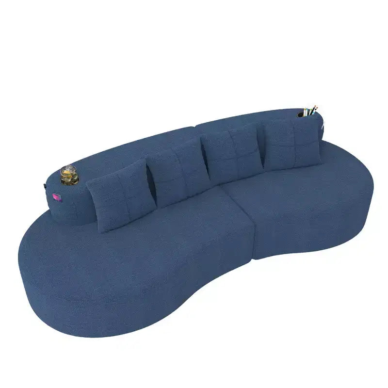 3-Seat Curved Modular Sectional Sofa with Cup Holders and Side Pocket