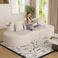 3-Seat Curved Modular Sectional Sofa with Cup Holders and Side Pocket