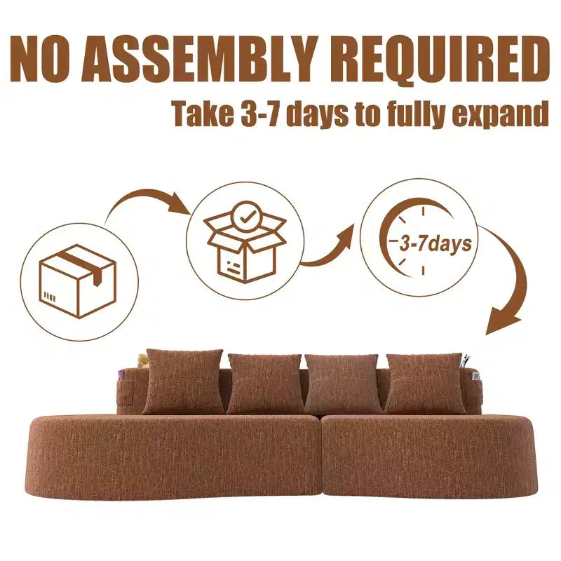 3-Seat Curved Modular Sectional Sofa with Cup Holders and Side Pocket