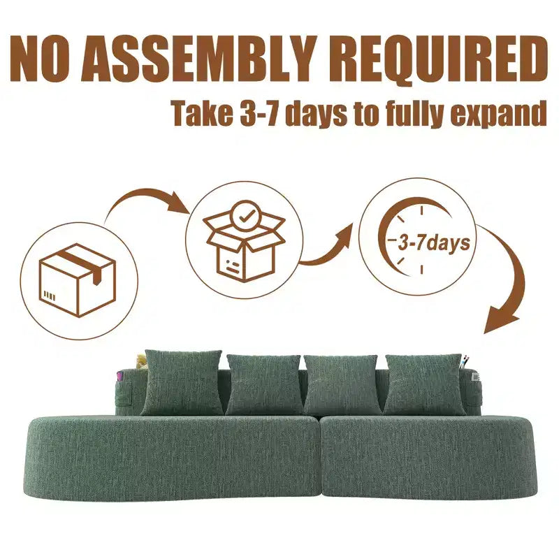 3-Seat Curved Modular Sectional Sofa with Cup Holders and Side Pocket