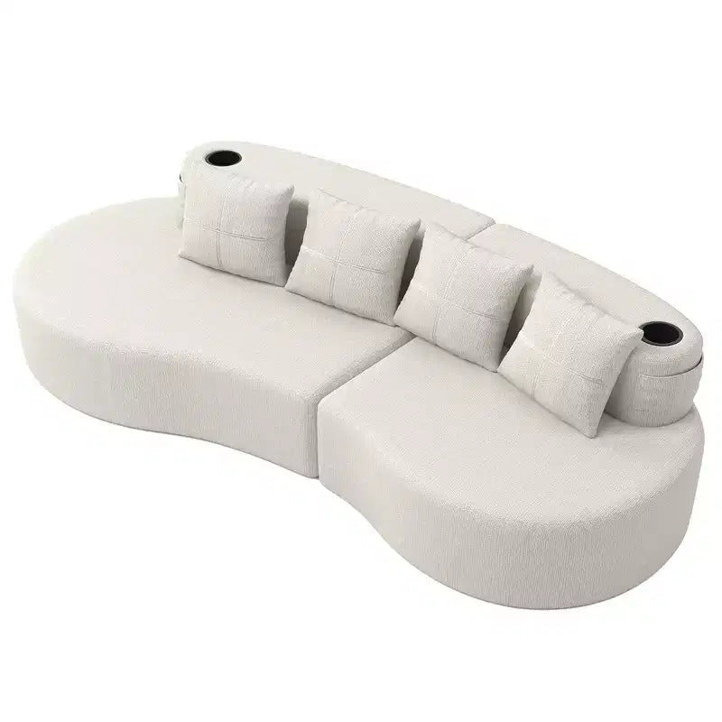 3-Seat Curved Modular Sectional Sofa with Cup Holders and Side Pocket