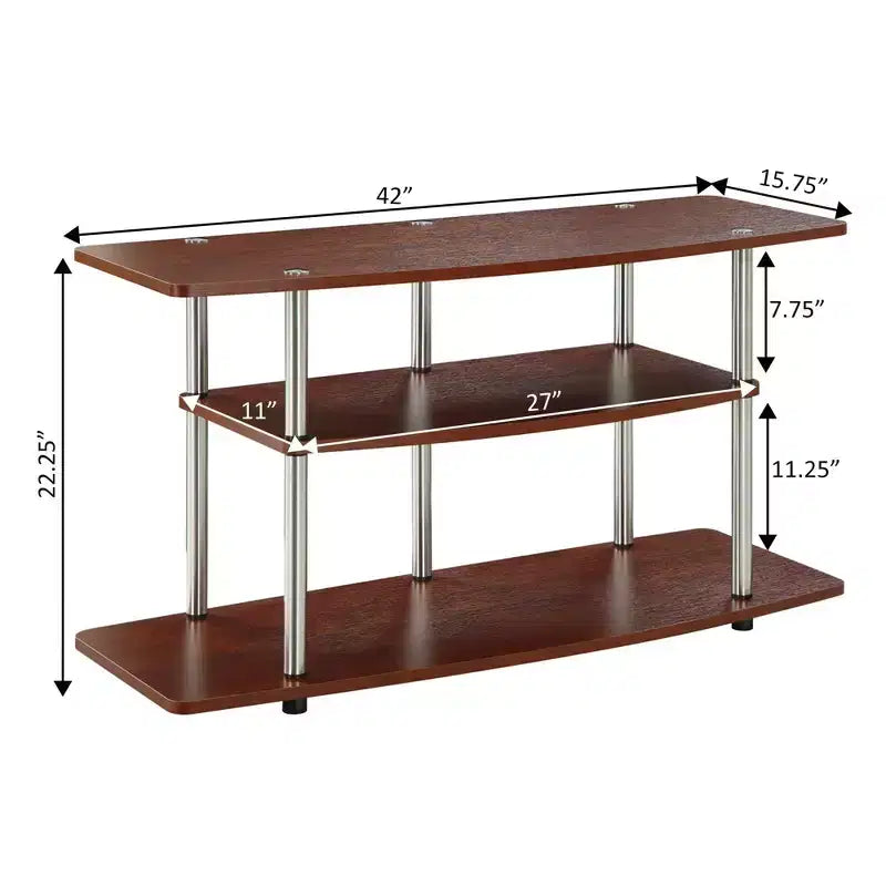 3-Tier Wide TV Stand for TVs up to 43" – MDF with Open Shelves