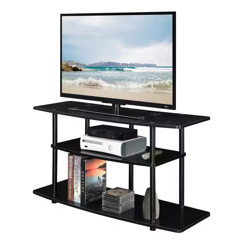 3-Tier Wide TV Stand for TVs up to 43" – MDF with Open Shelves
