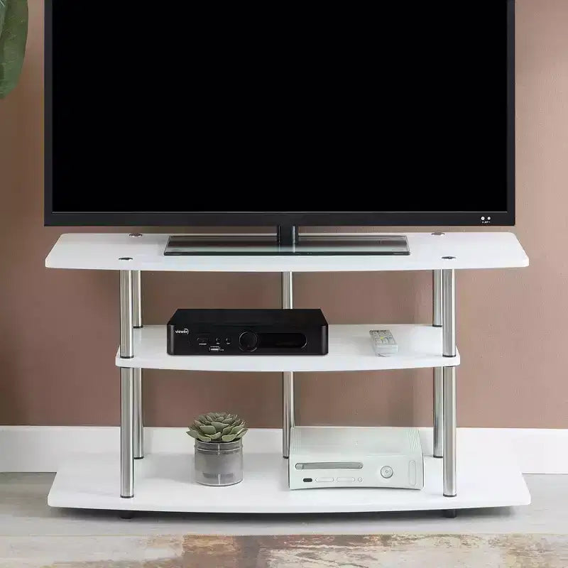 3-Tier Wide TV Stand for TVs up to 43" – MDF with Open Shelves