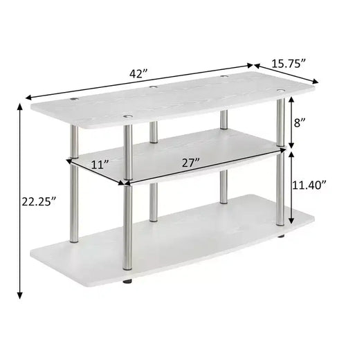 3-Tier Wide TV Stand for TVs up to 43" – MDF with Open Shelves