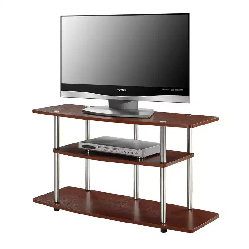 3-Tier Wide TV Stand for TVs up to 43" – MDF with Open Shelves