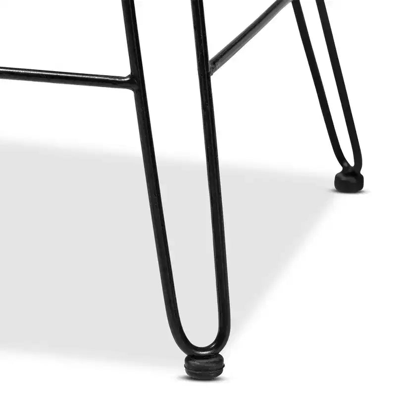 Rattan and Metal Bohemian Counter Height Barstool – Natural/Black, 24.5"