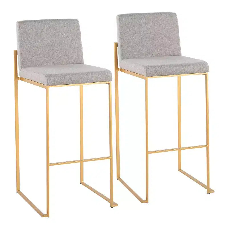 Set of 2 FujiHB Polyester/Steel Barstools Gold/Gray - LumiSource: High Back, Padded, Contemporary Design