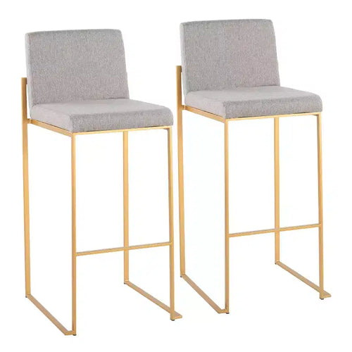 Set of 2 FujiHB Polyester/Steel Barstools Gold/Gray - LumiSource: High Back, Padded, Contemporary Design